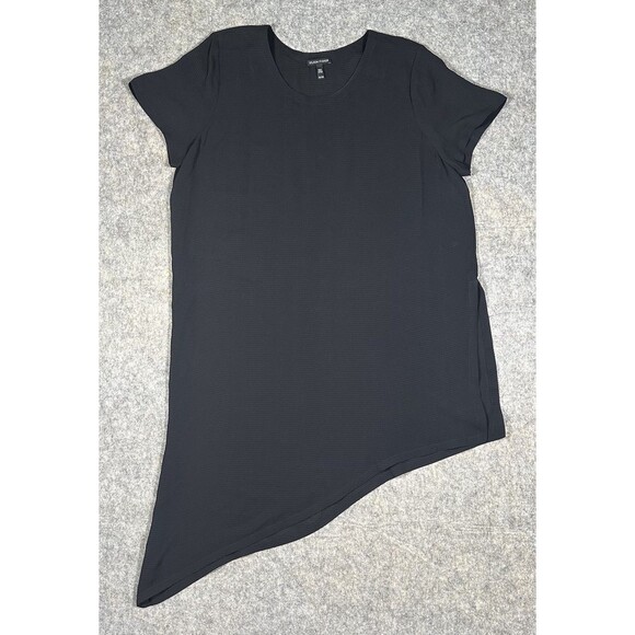Eileen Fisher Silk Tunic Women’s XL Black Slit Asymmetric Loose Fit Blouse - Picture 1 of 10